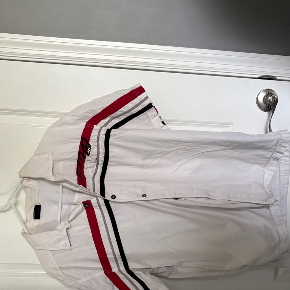 Harley-Davidson White Shirt with Red and Black Stripes